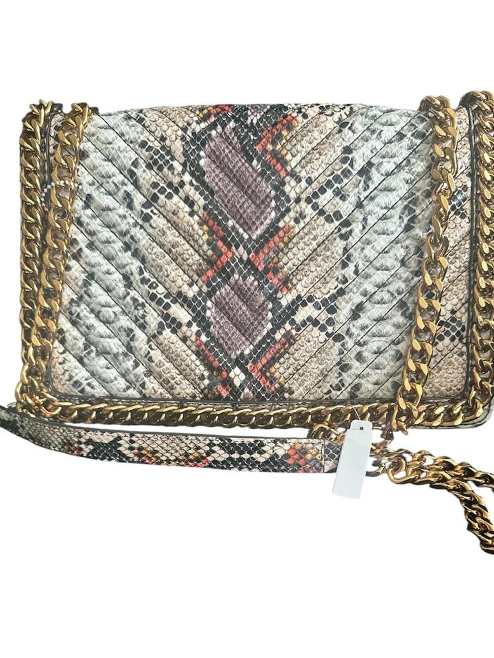 Python-Texture Chain Shoulder Bag in Neutral Multi - Picture 1 of 5